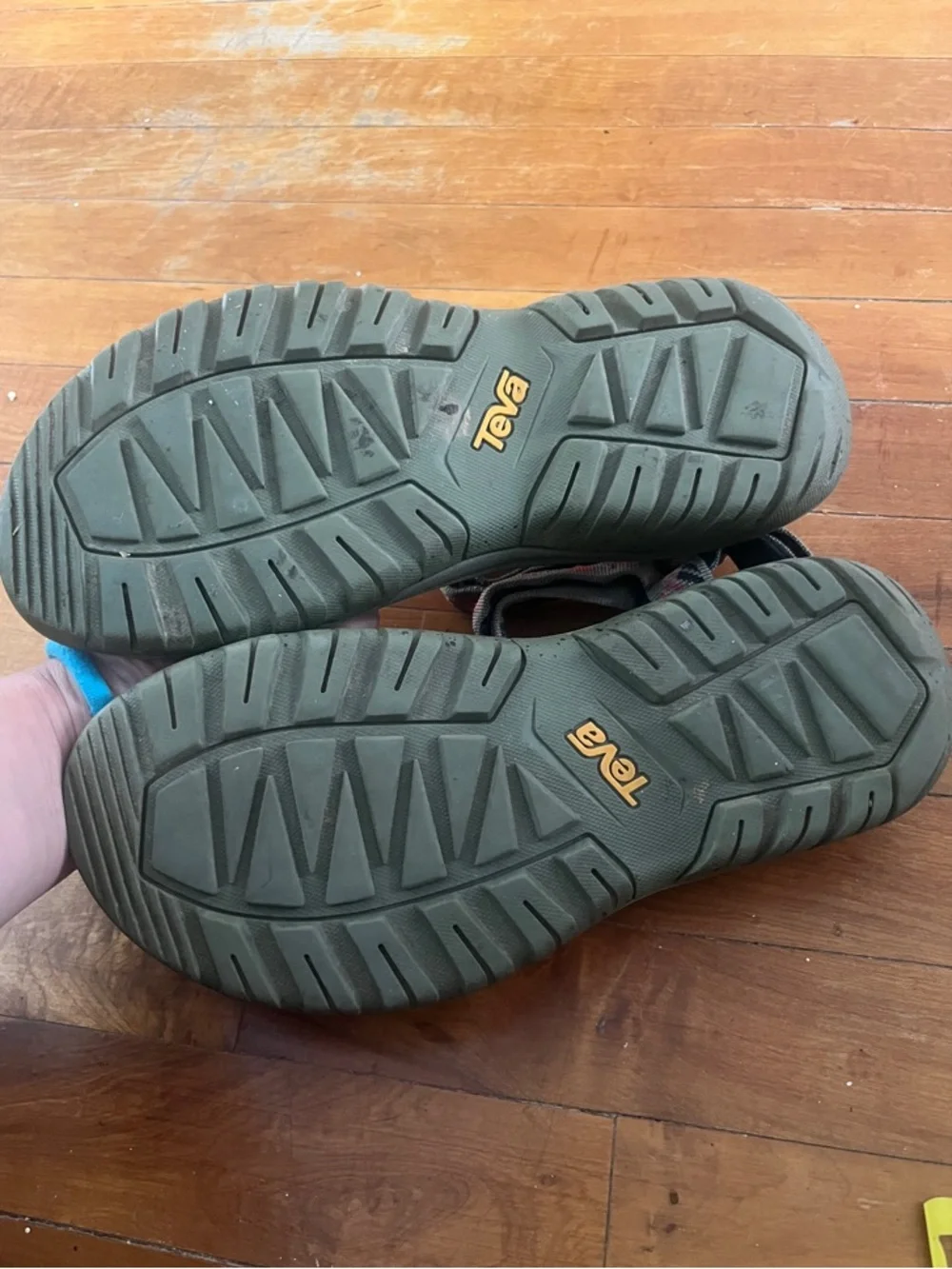 Teva Olive Green Sandals with Pink Patterned Straps